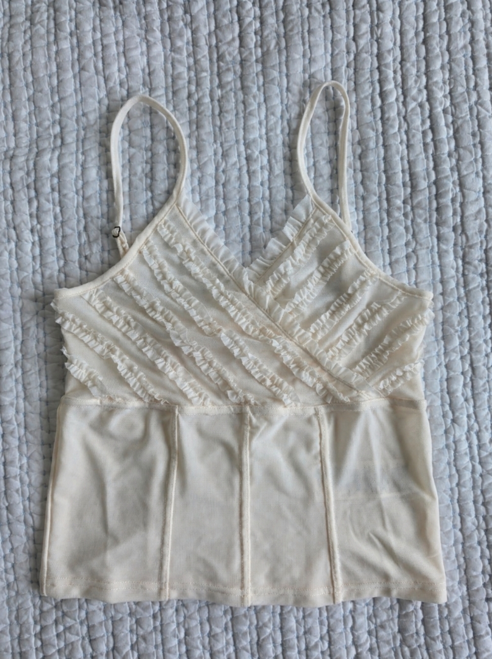 Pilcro Seamed Ruffle Tank Top – Cream Mesh Corset Camisole Romantic Boho M NWT - Picture 5 of 7